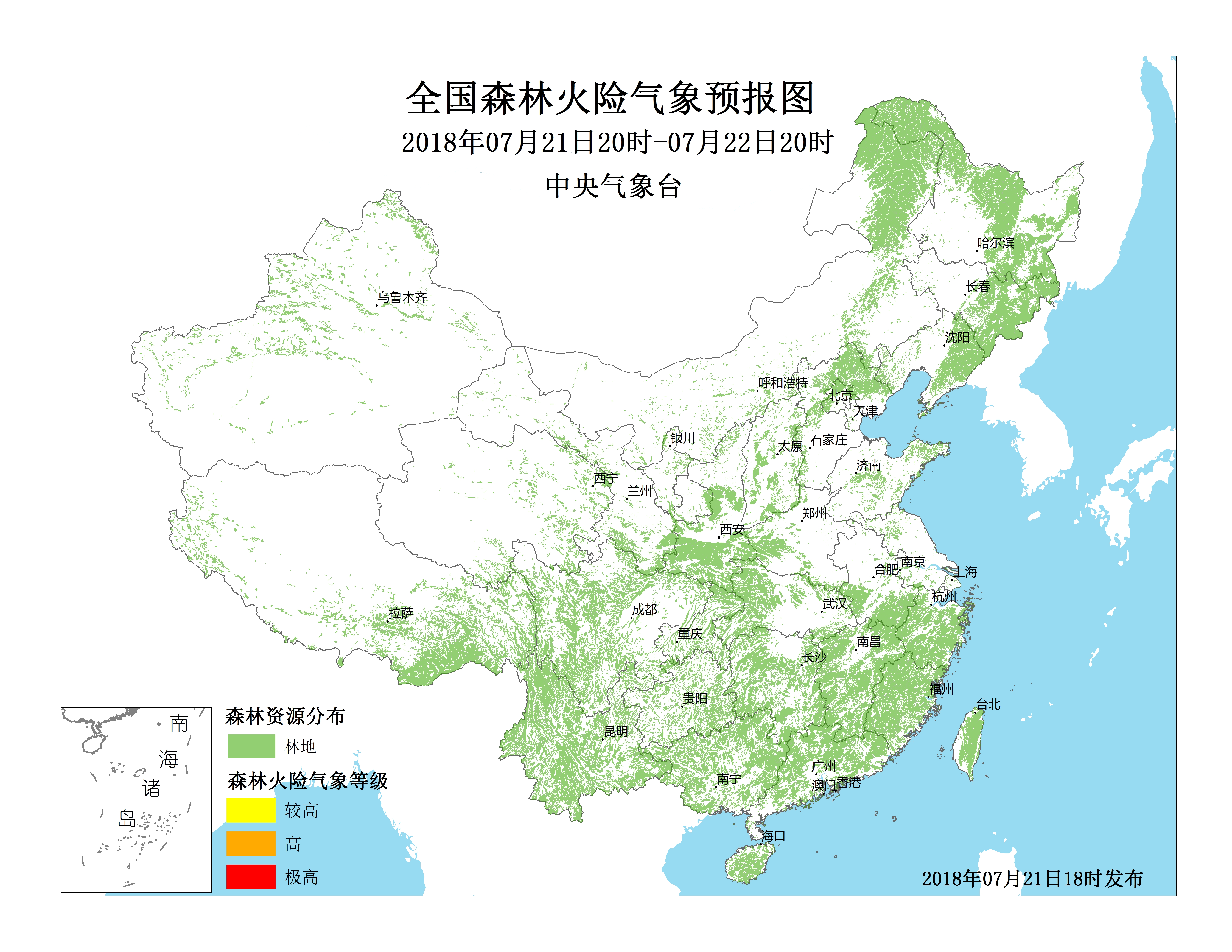 森林火险气象等级预报(20180721)